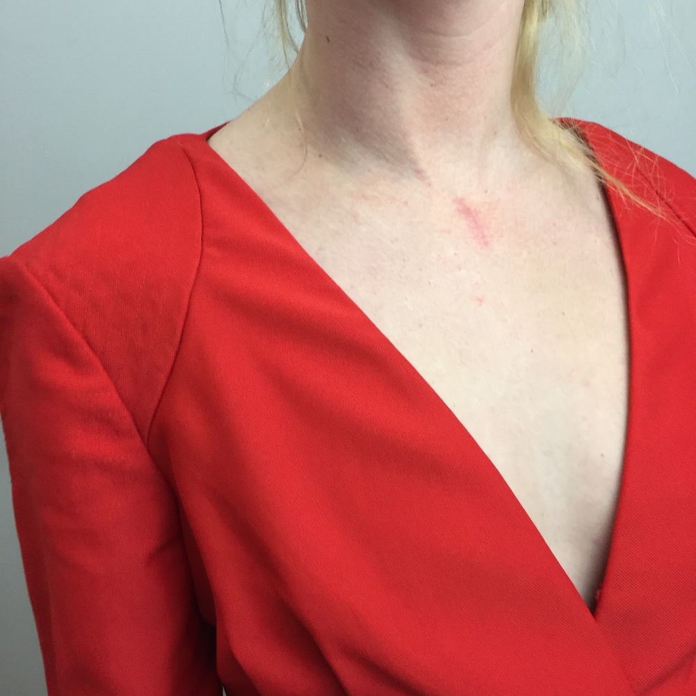 KARTA Red Party Heavy Beaded Gem Mini V-neck Dress - Picture 8 of 8